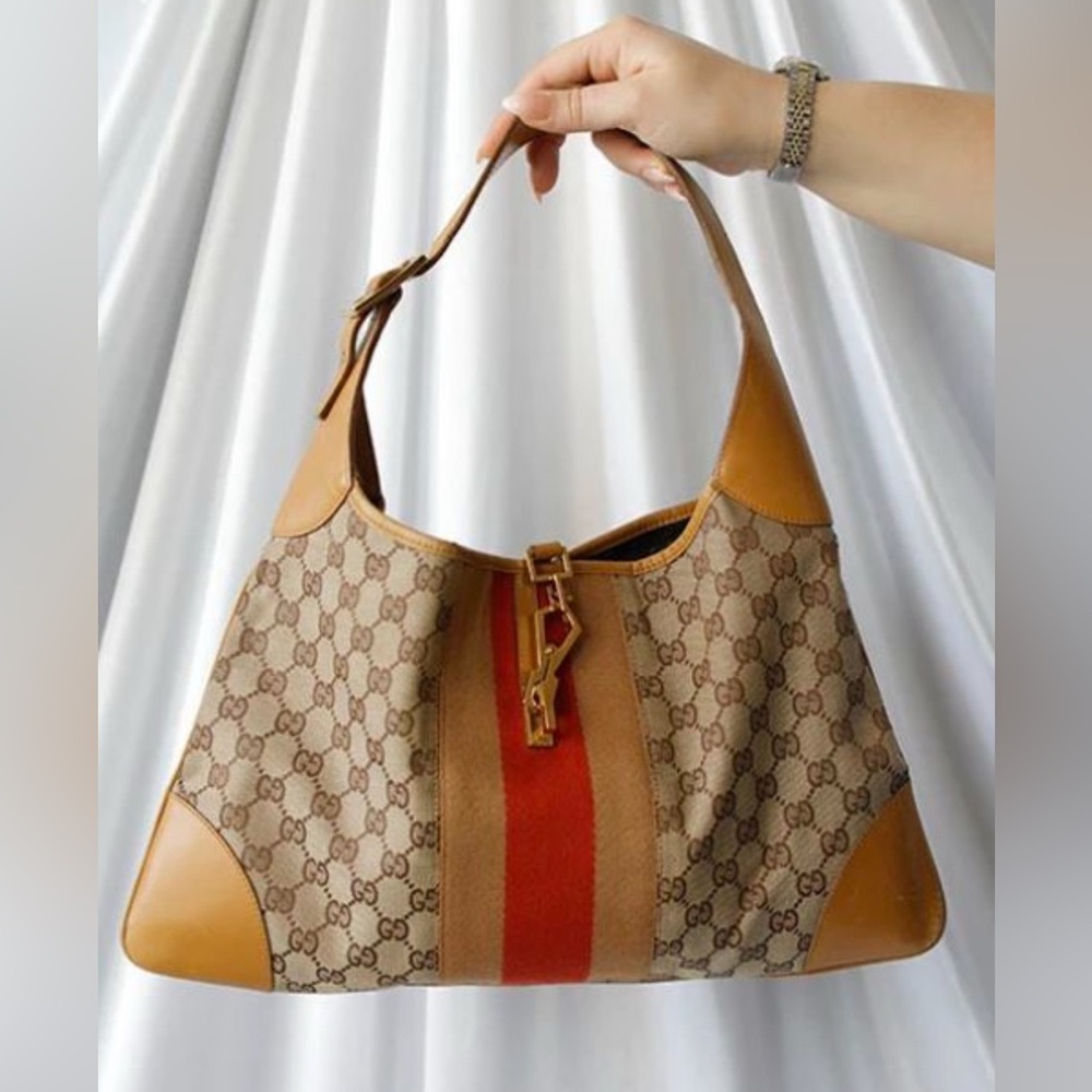 Authentic Gucci Jackie GG Web Large Hobo